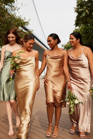 champagne bridesmaid dress cowl neck