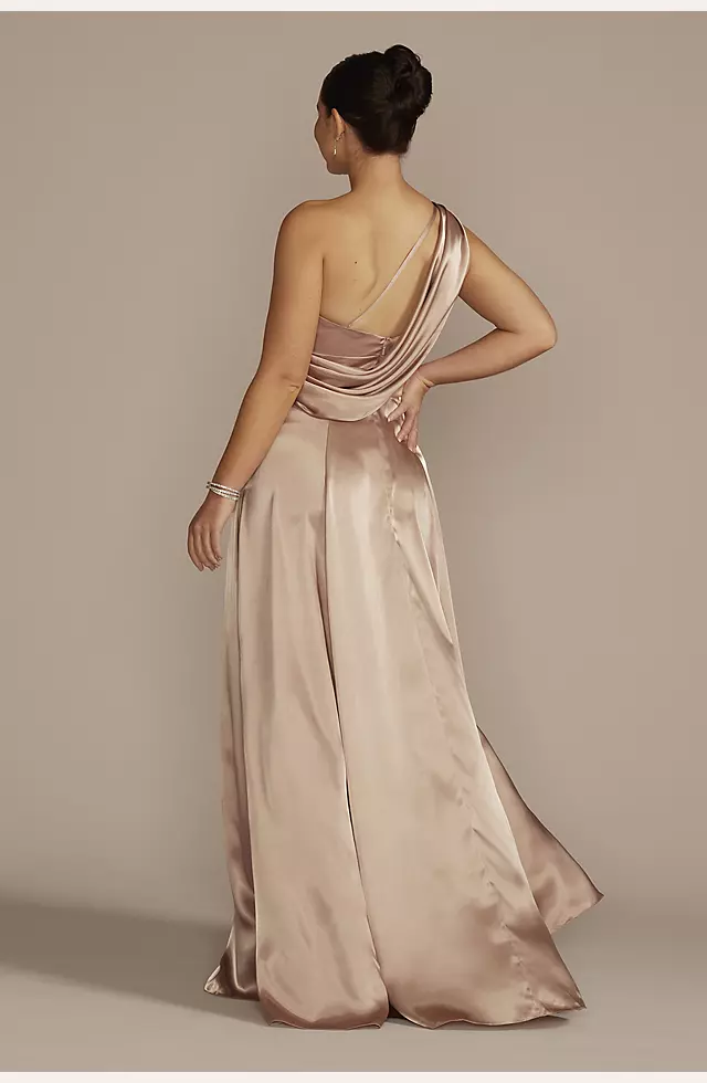 One-Shoulder Draped Charmeuse Dress Image 2