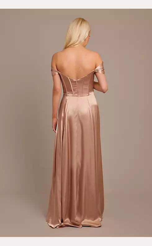 Charmeuse Cowl Off-the-Shoulder Bridesmaid Dress Image 2