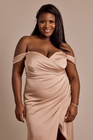 Matte Satin Off-the-Shoulder Sheath Dress Image 6