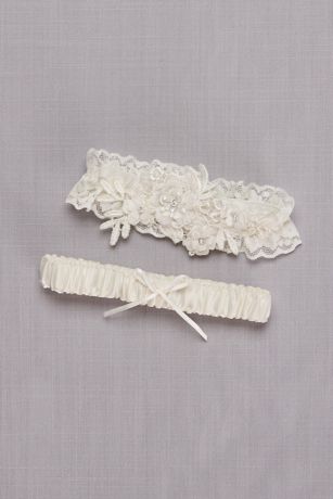 GARTER Large Frilly Wedding Garter with Bow & Diamate Ivory White Black or Red 
