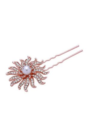 Pearl and Crystal Sunburst Hair Pin