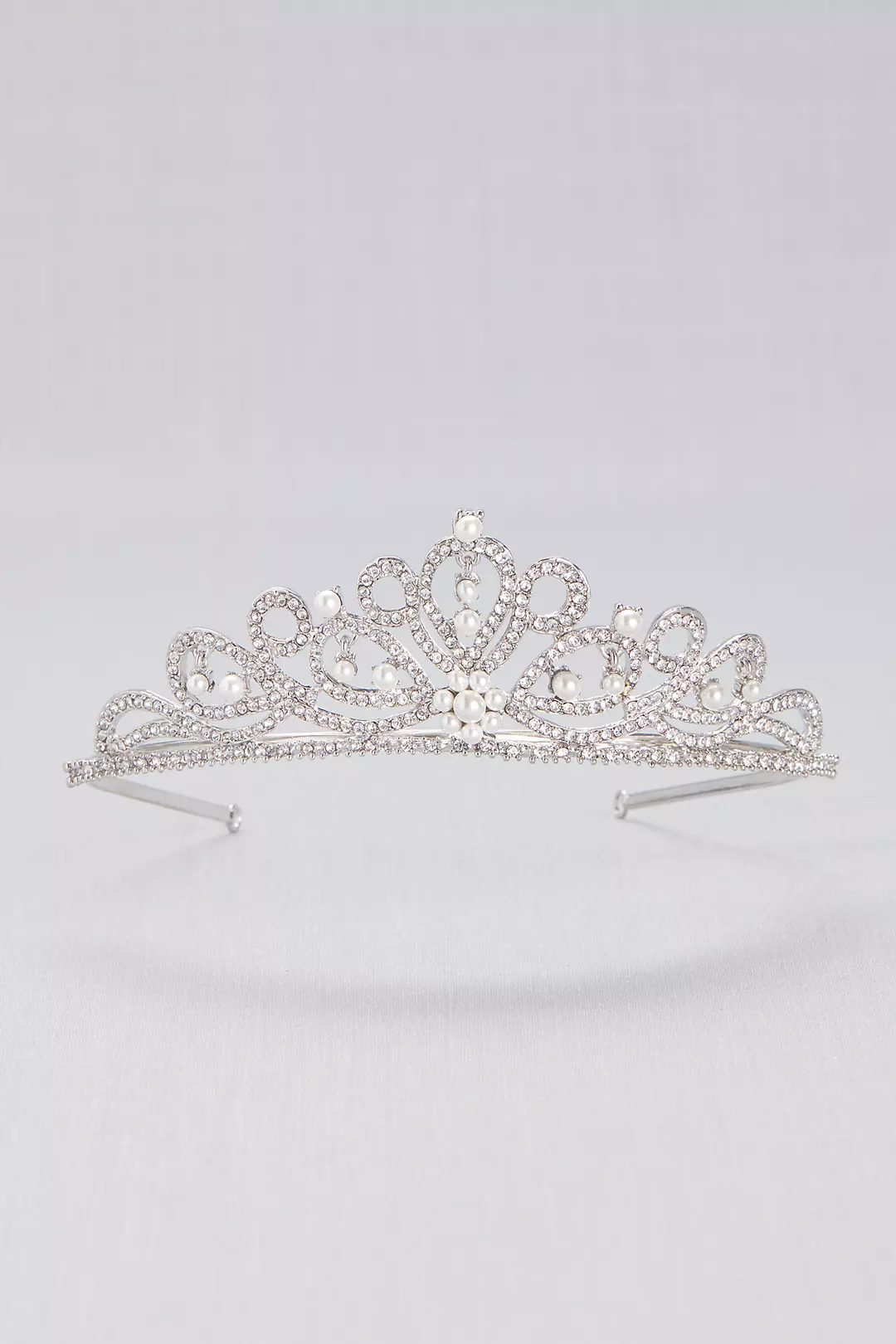 Scrolling Pave Crystal and Pearl Tiara Image