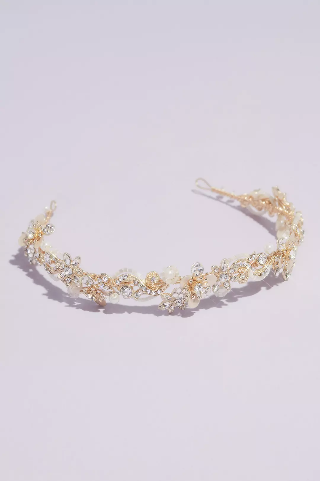 Gilded Floral Crystal Bead and Pearl Headband Image