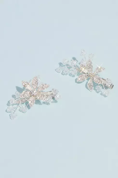 Crystal and Bead Floral Hair Clip Set Image 1