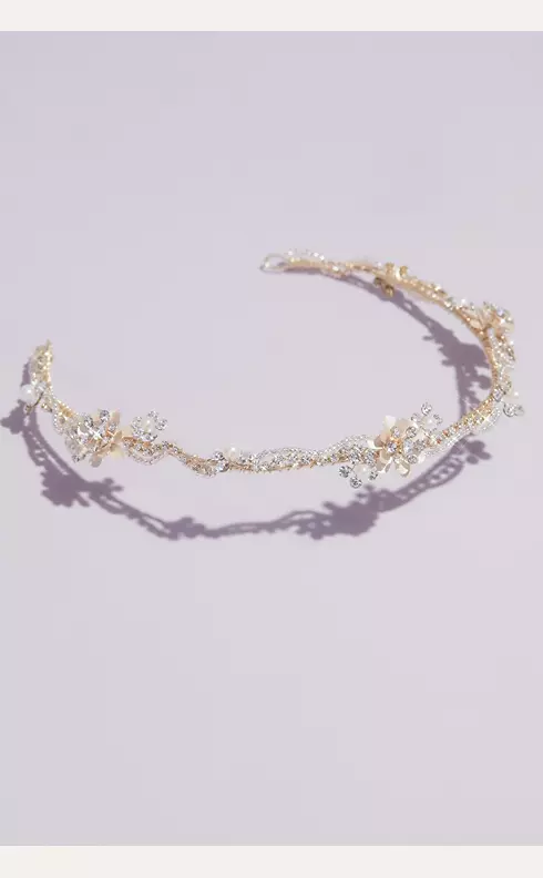 Wavy Crystal and Pearl Cluster Headband Image 1