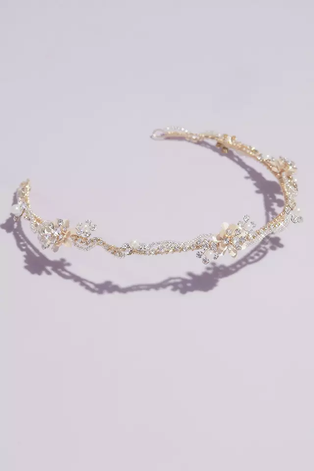 Wavy Crystal and Pearl Cluster Headband Image