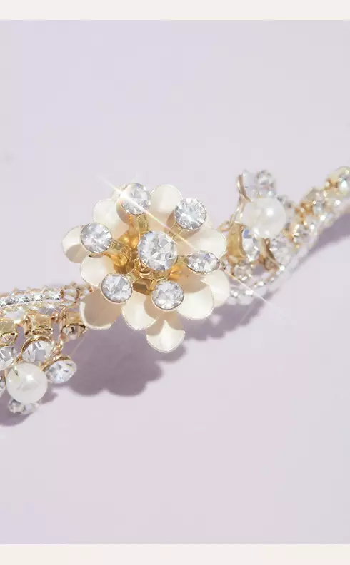Wavy Crystal and Pearl Cluster Headband Image 3