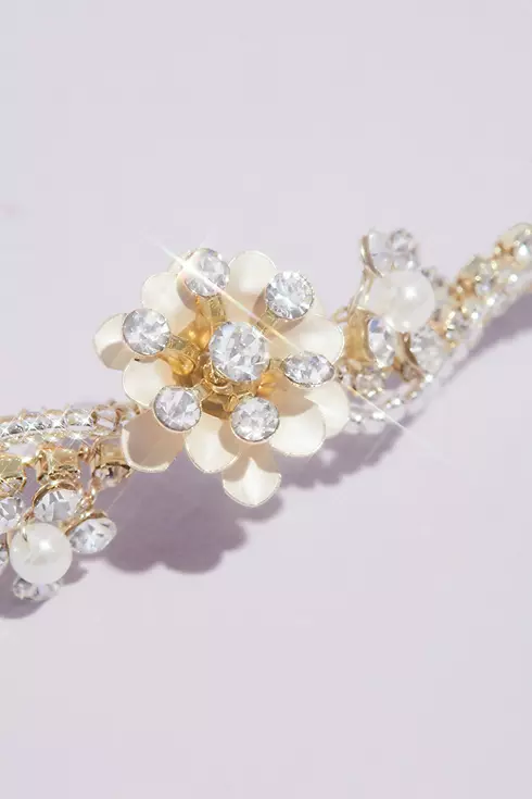 Wavy Crystal and Pearl Cluster Headband Image 3