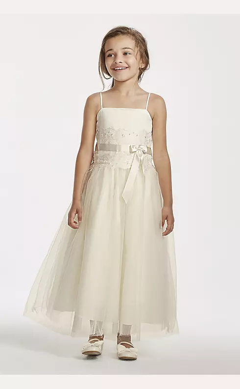 Flower Girl Lace and Tulle Spaghetti Strap Dress Image 1