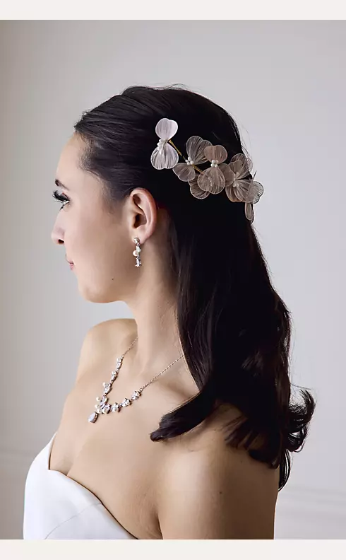 Metallic Flower Halo with Pearls Image 2