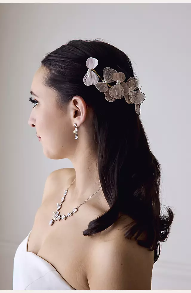 Metallic Flower Halo with Pearls Image 2