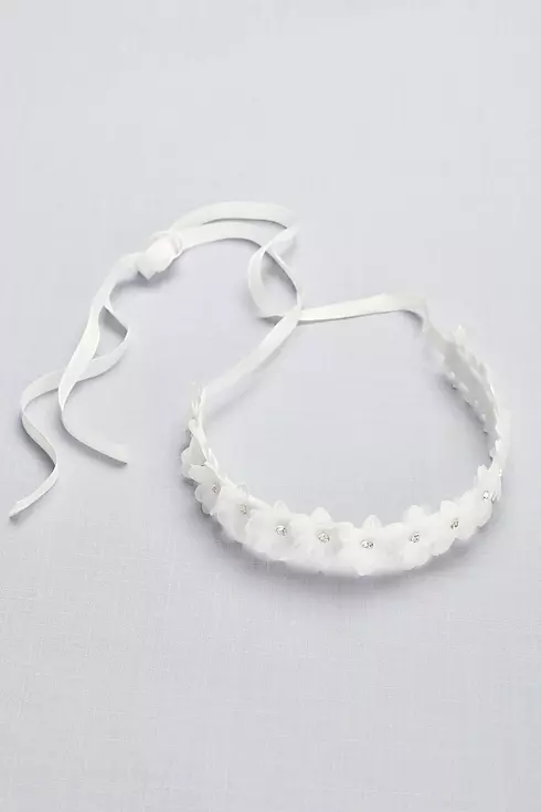 Crystal Daisy Flower Girl Ribbon-Tie Headband Image 2