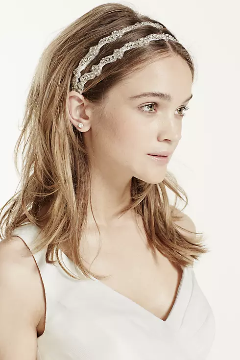 Crystal Embroidered Two Row Headband Image 1