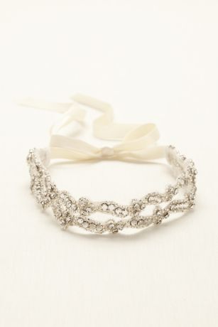 Crystal Embroidered Two Row Headband | David's Bridal