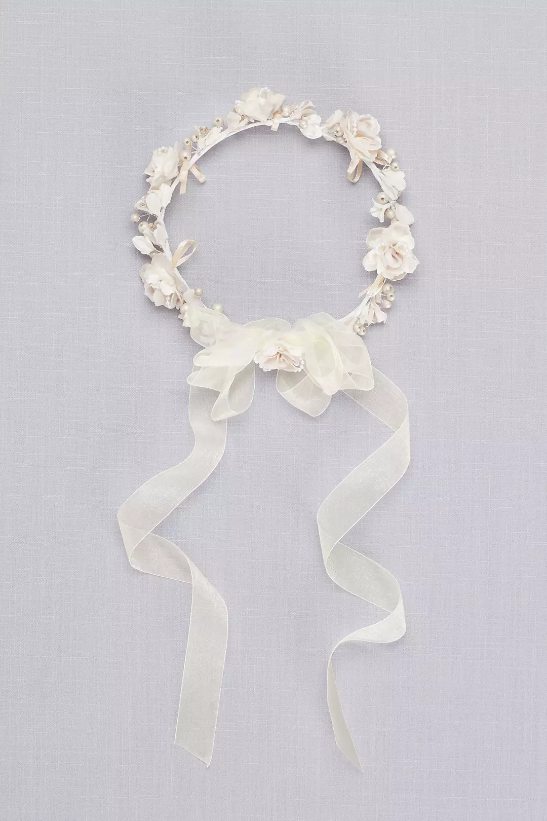 Champagne Pearl Flower Girl Crown Image