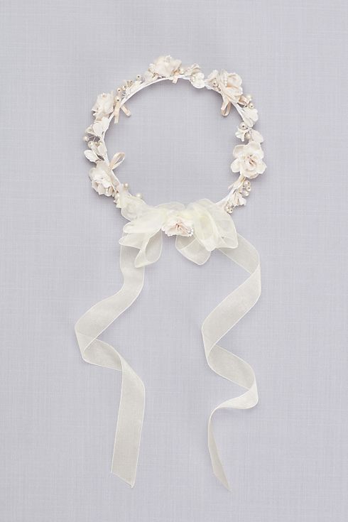 Champagne Pearl Flower Girl Crown Image