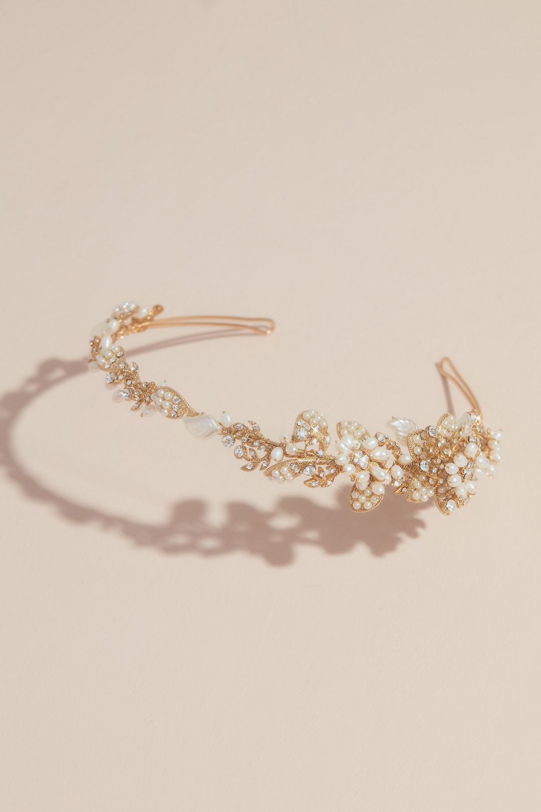 Vintage-Inspired Pearl and Crystal Flower Headband Image 1