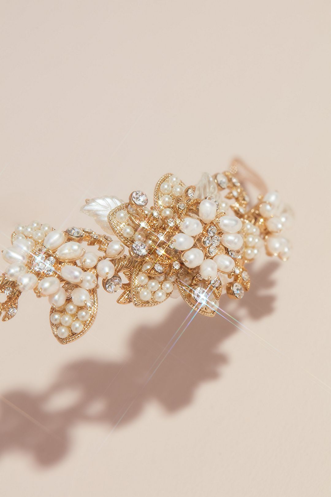 Vintage-Inspired Pearl and Crystal Flower Headband Image 2