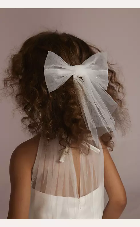 Bridal hair bow from dotted tulle - DARLA