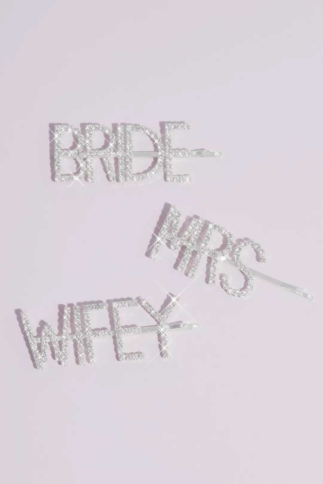 Pave Crystal Bride Mrs Wifey Barrette Set Image