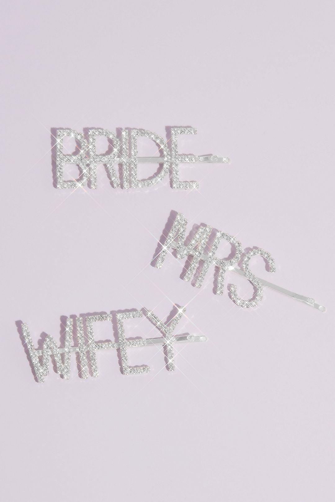 Pave Crystal Bride Mrs Wifey Barrette Set Image 1