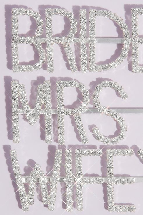 Pave Crystal Bride Mrs Wifey Barrette Set Image 2