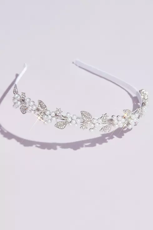Petite Pearl Flower Headband with Crystals Image 1