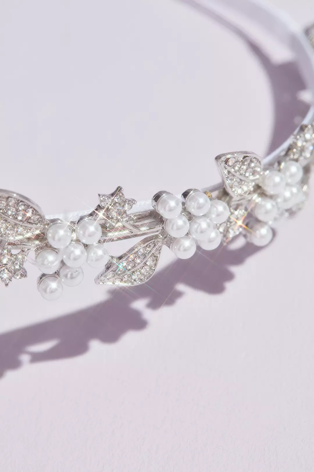 Petite Pearl Flower Headband with Crystals Image 2