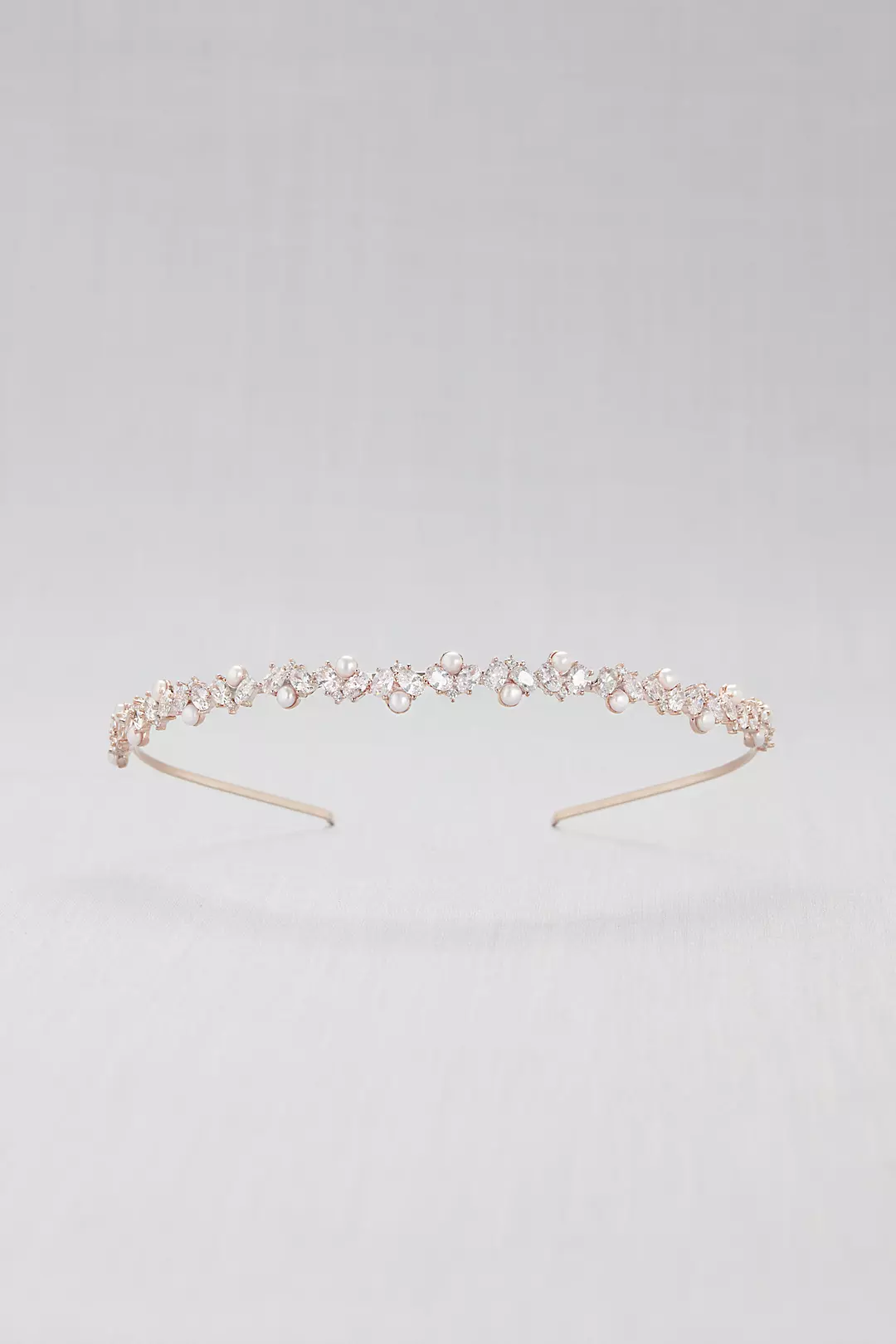 Cubic Zirconia and Pearl Wave Thin Headband | David's Bridal