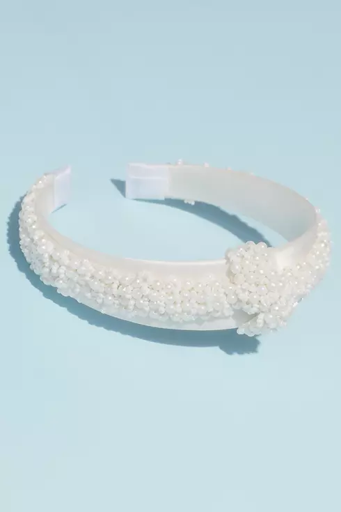 Satin and Pearl Headband with Knot Image 1