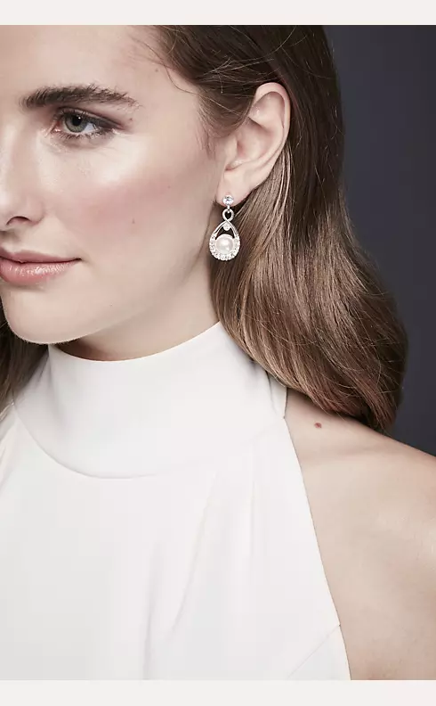Crystal and Pearl Drop Earrings Image 3