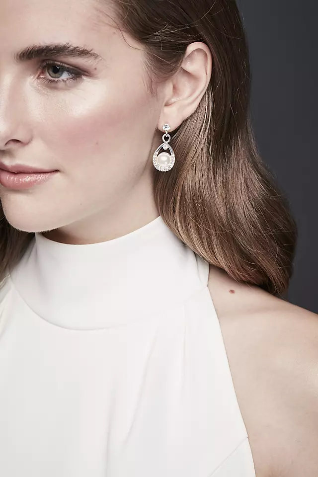 Crystal and Pearl Drop Earrings Image 3