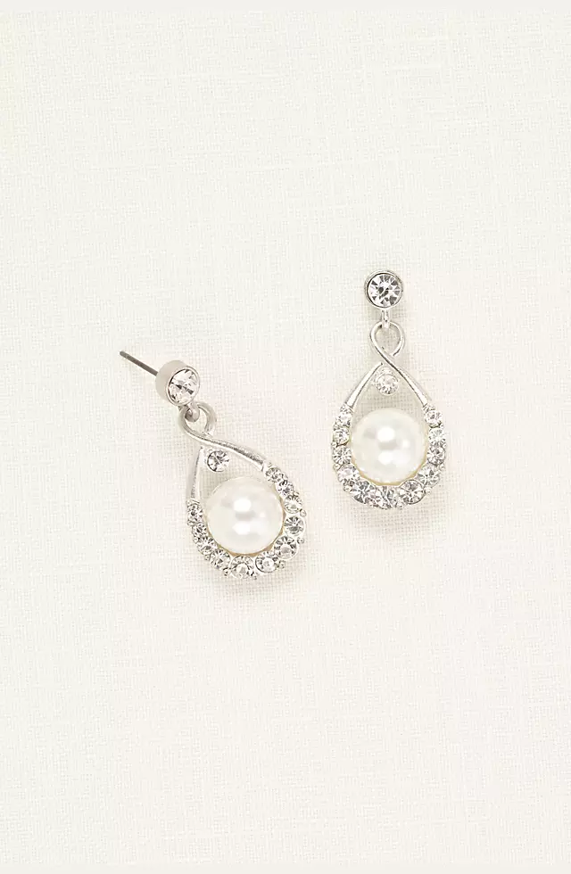 Crystal and Pearl Drop Earrings Image 2