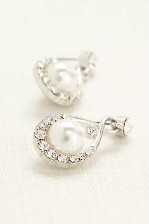 Crystal and Pearl Drop Earrings Image 1