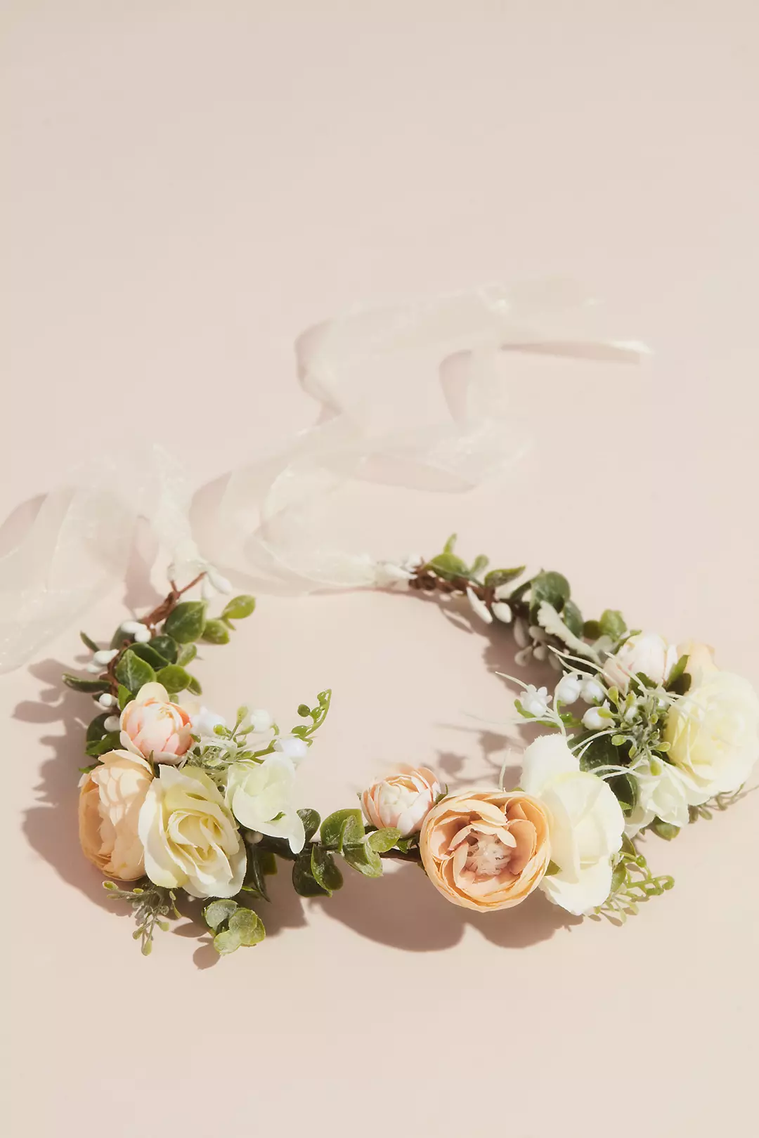 Boho Faux Flower Crown With Organza