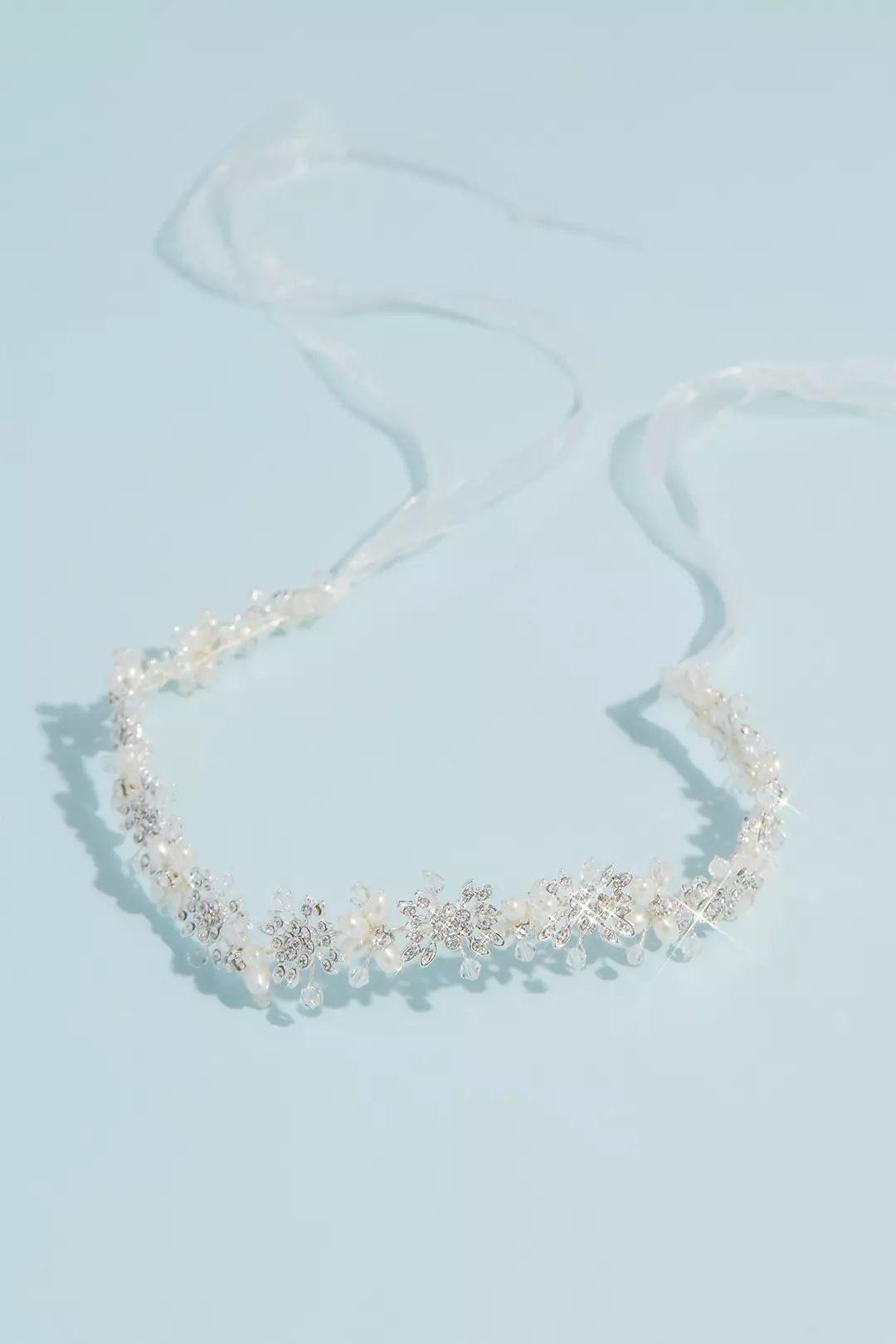 Petite Pearl and Crystal Floral Tieback Headband Image