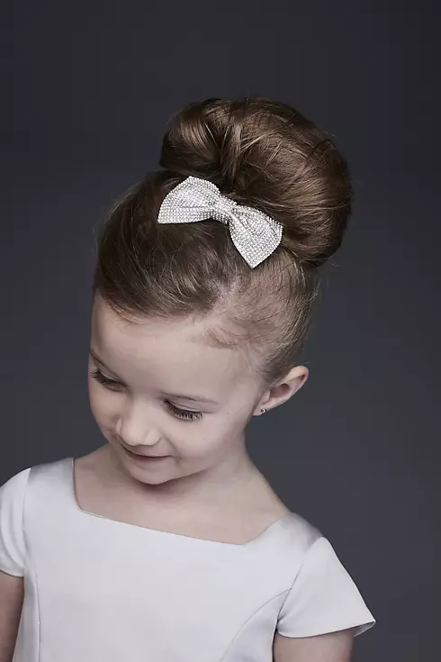 Crystal-Topped Flower Girl Hair Bow Image 1