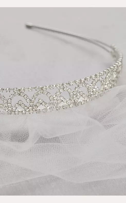 Crystal Headband with Tulle Blusher Image 2