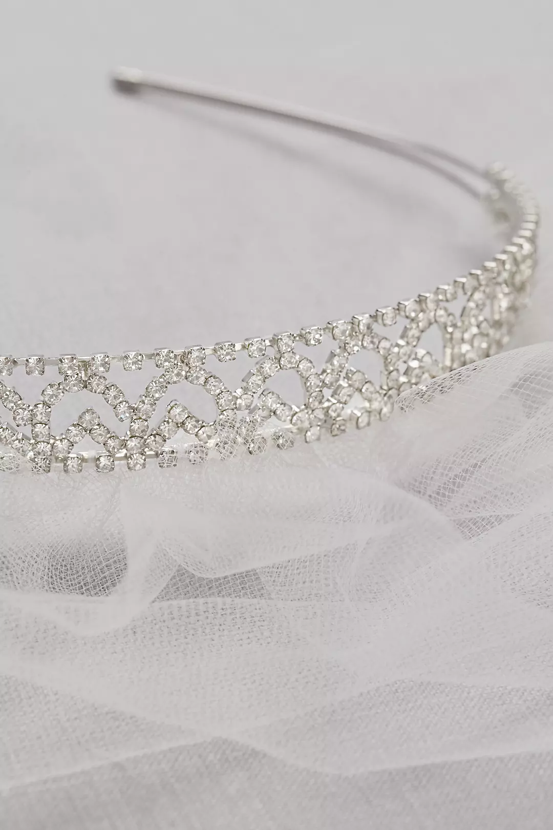 Crystal Headband with Tulle Blusher Image 2