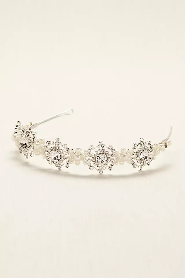Crystal Medallion Headband with Pearl Accents Image 3