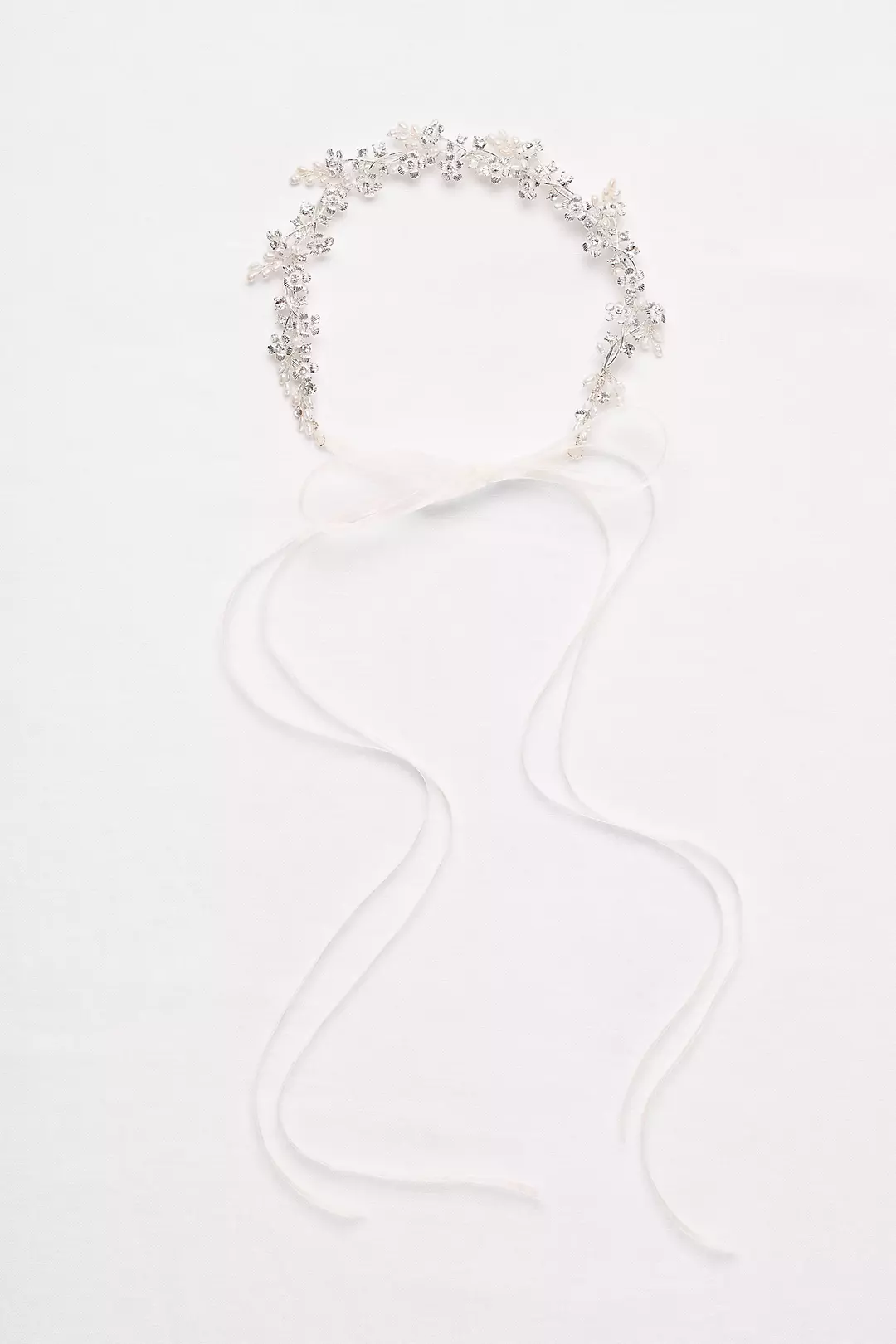 Pearl and Crystal Floral Ribbon Headband Image 2
