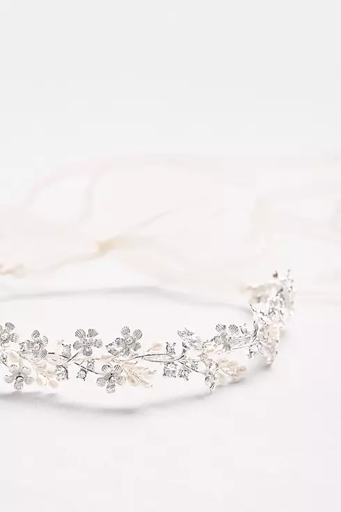 Pearl and Crystal Floral Ribbon Headband Image 3