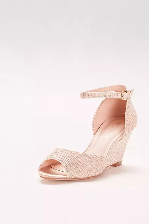 Textured Peep-Toe Wedges with Ankle Straps Image 1