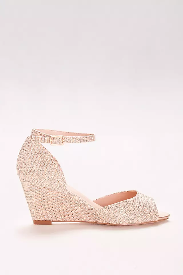 Textured Peep-Toe Wedges with Ankle Straps Image 3