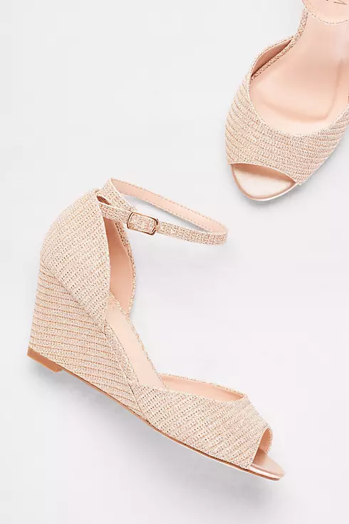 Textured Peep-Toe Wedges with Ankle Straps Image 4