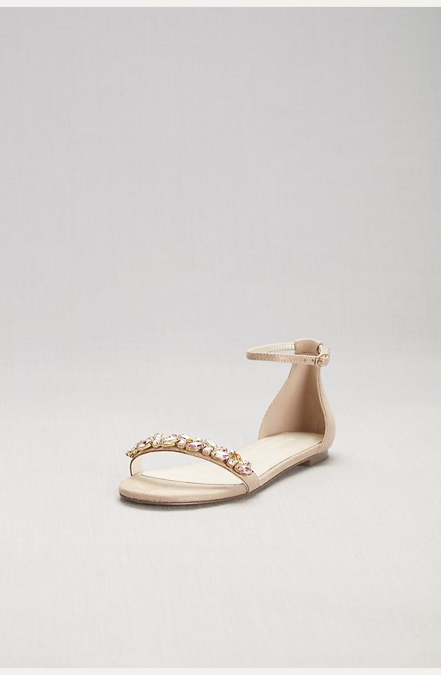 Faux-Suede Gem Strap Flat Sandals | David's Bridal