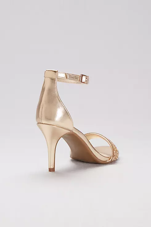 Metallic Ankle-Wrap Mid-Heels with Pave Straps  Image 2