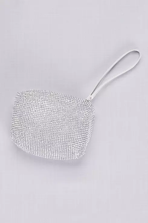 Crystal Mesh Pouch with Metallic Wrist Strap Image 1