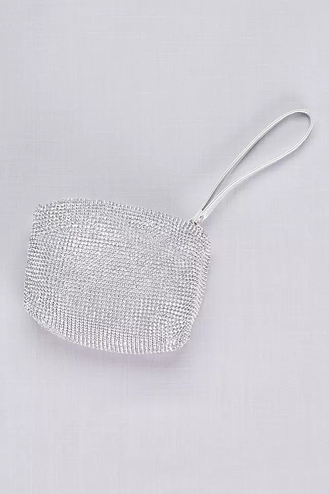 Crystal Mesh Pouch with Metallic Wrist Strap Image